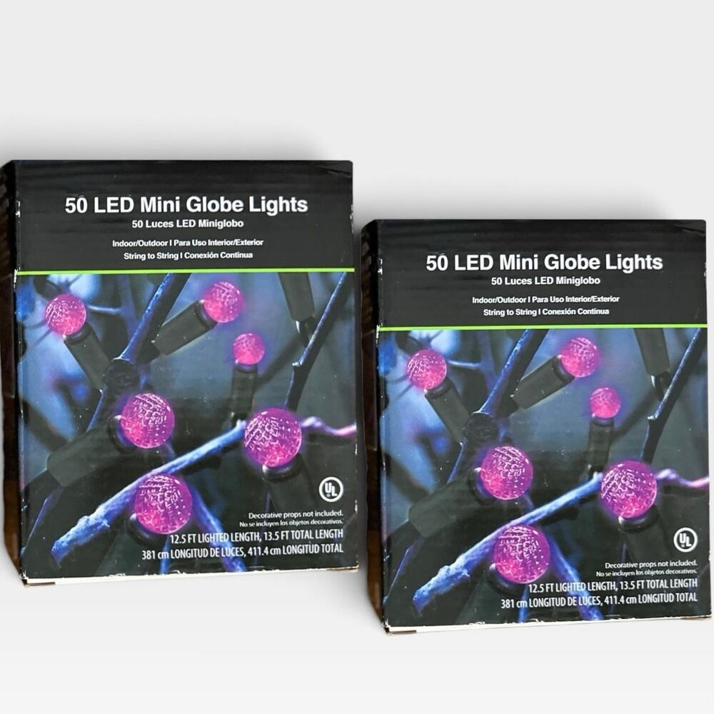Mini Globe Lights Purple 50 Each Box Indoor/Outdoor String to String 12 Ft Lot 2